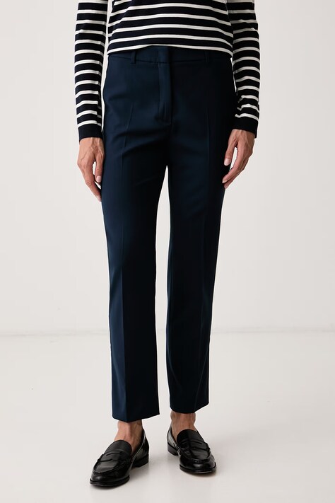 Weekend Max Mara Spodnie damskie wełniane WKDCANON granatowe regular waist 2625136141600