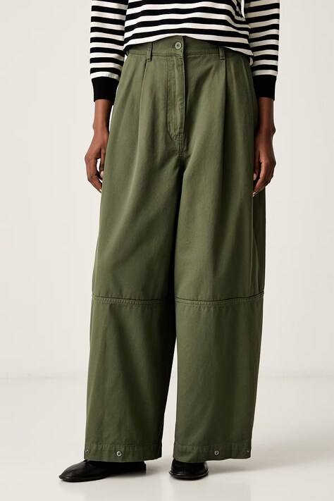 Weekend Max Mara spodnie damskie bawełniane WKDBACCA zielone high waist 2625136111600