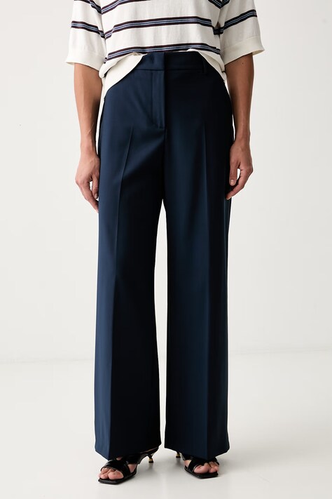 Weekend Max Mara spodnie damskie wełniane WKDVISIVO granatowe high waist 2625136061600