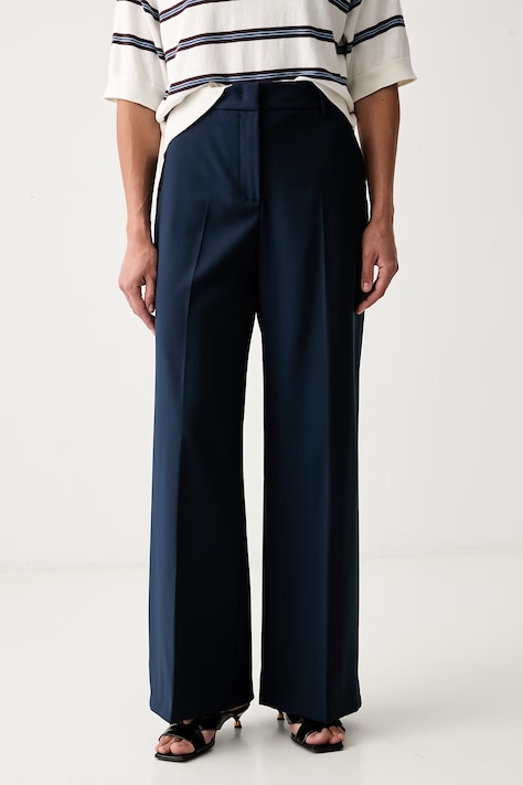 Weekend Max Mara spodnie damskie wełniane WKDVISIVO granatowe high waist 2625136061600