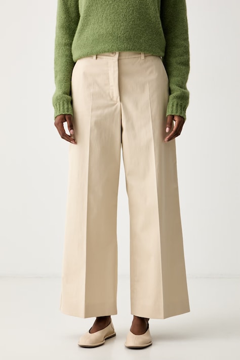 Weekend Max Mara spodnie damskie z bawełną WKDURIAL beżowe regular waist 2625136031600