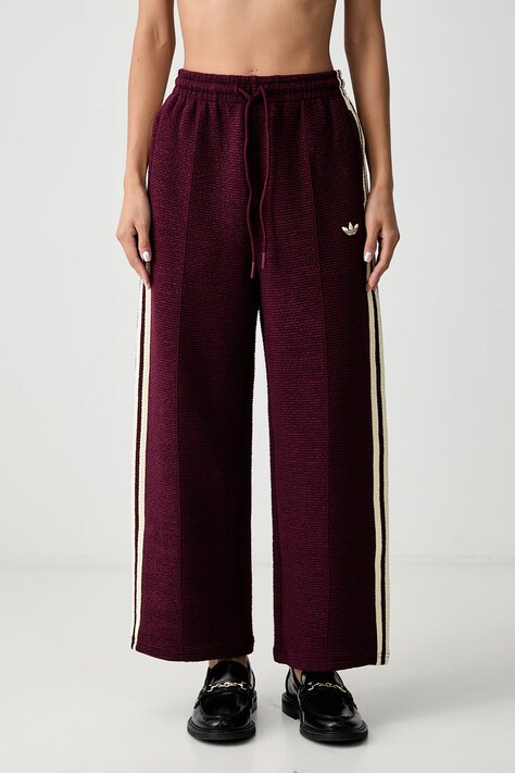 adidas Originals Firebird Crop spodnie dresowe damskie bordowe high waist KR9609