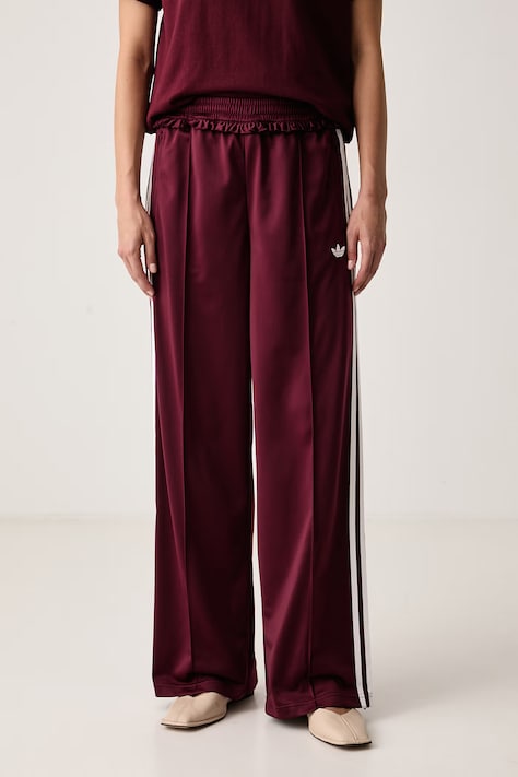 adidas Originals Pantaloni de trening pentru femei Pleated Firebird burgunzi high waist LG4304