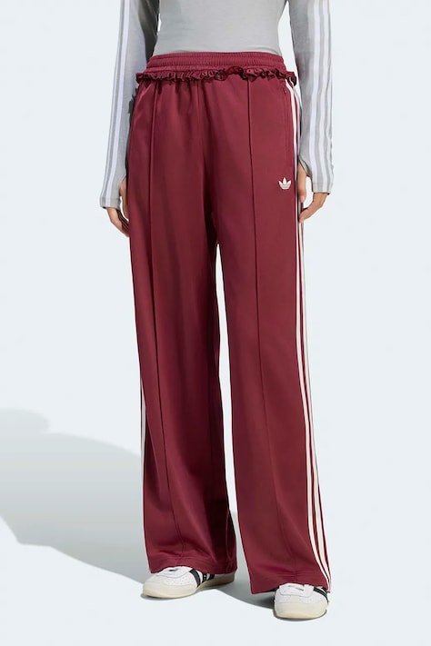 adidas Originals Spodnie dresowe damskie Pleated Firebird bordowe high waist LG4304