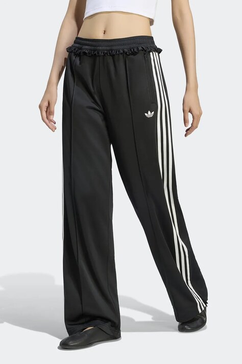 adidas Originals Spodnie wide leg damskie Pleated Firebird czarne high waist LG4302