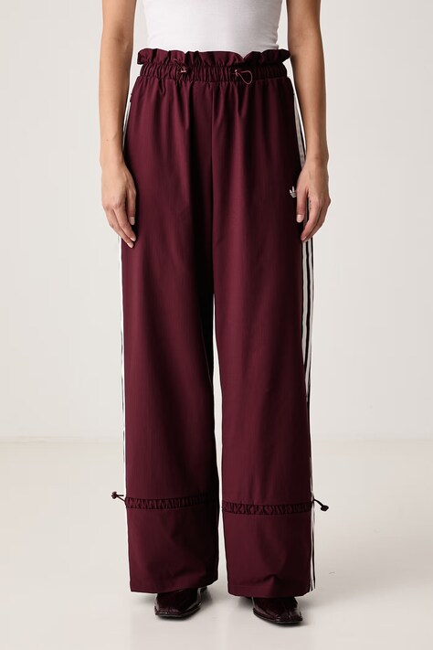 adidas Originals Pantaloni de trening pentru femei Nylon Paper Bag burgunzi high waist LG4281