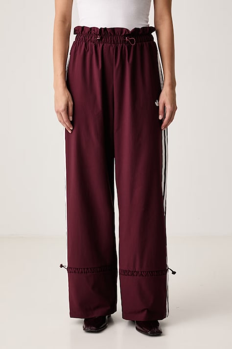 adidas Originals Pantaloni de trening pentru femei Nylon Paper Bag burgunzi high waist LG4281