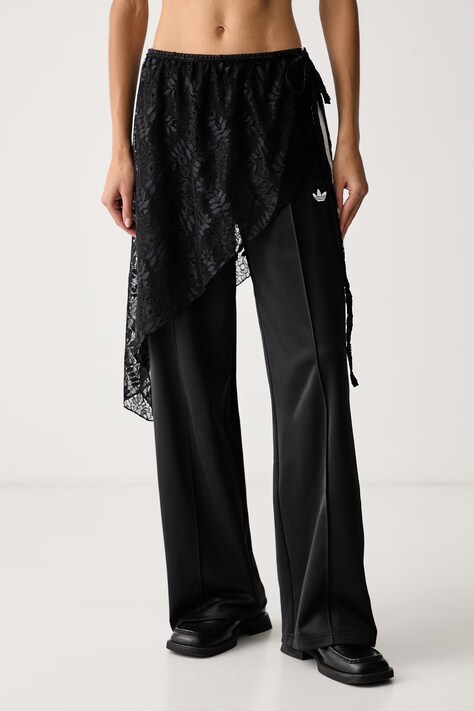 adidas Originals Spodnie dresowe damskie z bawełną Lace Injection czarne high waist LG4271
