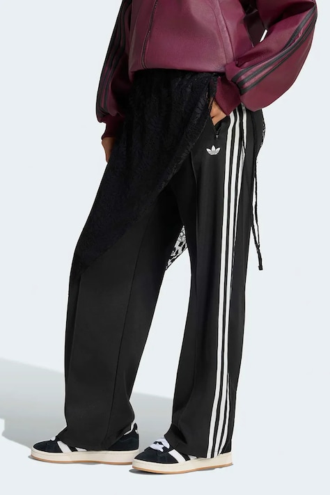 adidas Originals Spodnie dresowe damskie z bawełną Lace Injection czarne high waist LG4271