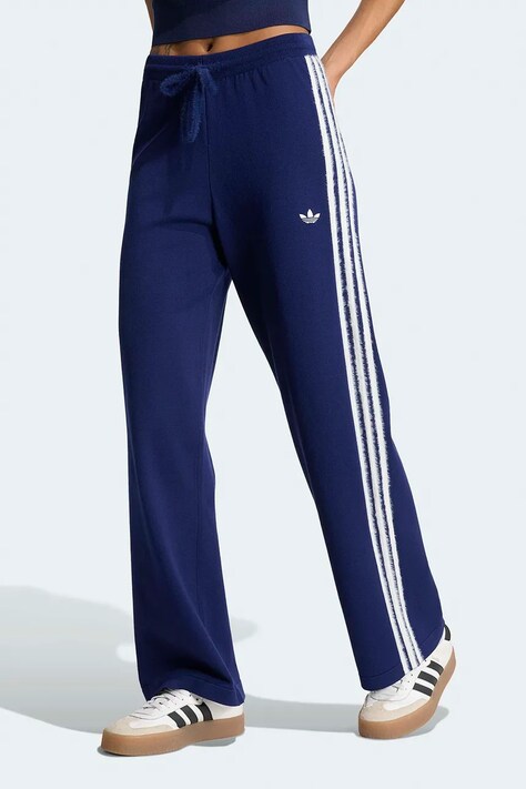 adidas Originals Παντελόνι επίσημο γυναικείο Knit Firebird σκούρο μπλε ψηλή KW2605