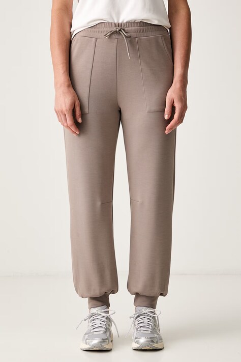 EA7 Emporio Armani spodnie dresowe damskie brązowe high waist AF24375.7W000193