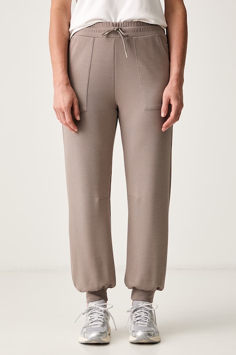 EA7 Emporio Armani spodnie dresowe damskie brązowe high waist AF24375.7W000193
