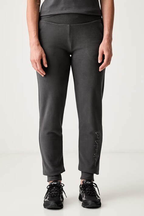 EA7 Emporio Armani spodnie dresowe damskie z bawełną szare high waist AF20758.7W001402