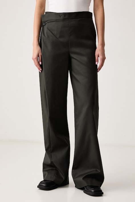 MSGM Nohavice straight dámske zelené high waist 4142MDP03.267814