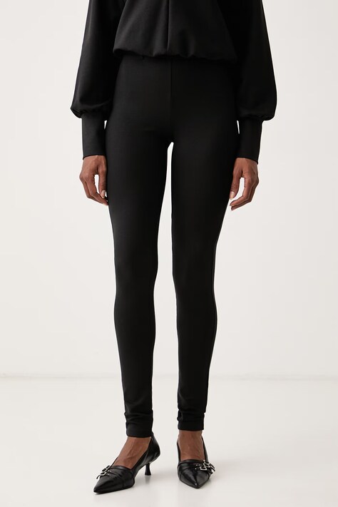Patrizia Pepe legginsy damskie z dodatkiem wełny czarne regular waist 8P0632 J0060