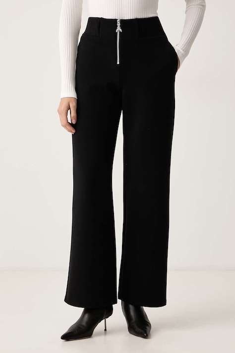 Patrizia Pepe Spodnie dresowe damskie bawełniane czarne high waist 8P0469 J0044