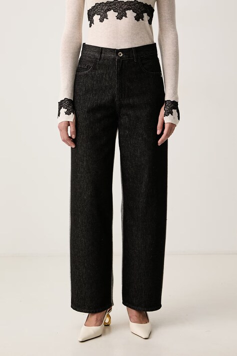 Patrizia Pepe Jeansy wide leg damskie czarne 8P0028 D1101