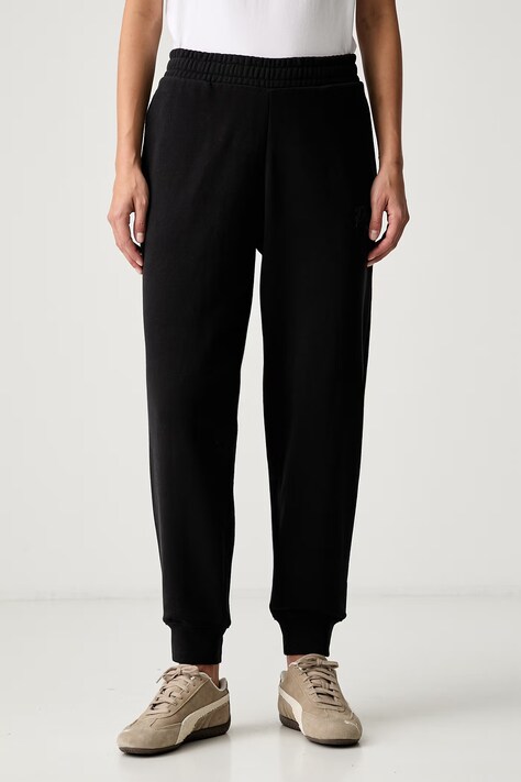 Puma spodnie dresowe damskie z bawełną Essentials czarne high waist 694067
