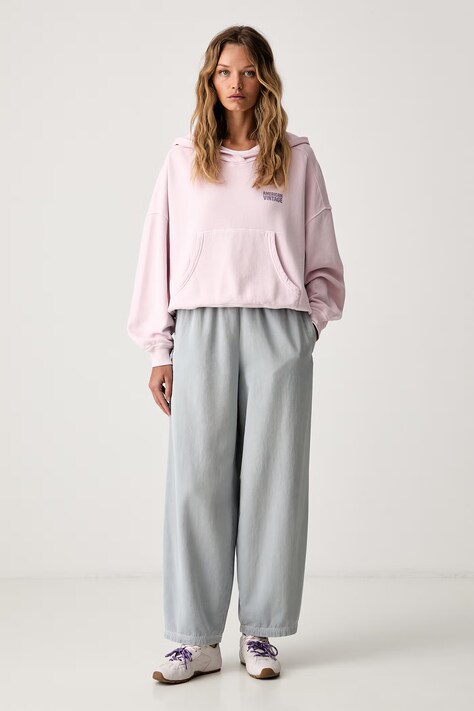 American Vintage штани straight жіночі бавовняні — AW26-SPDZJG, блакитний — фото 2