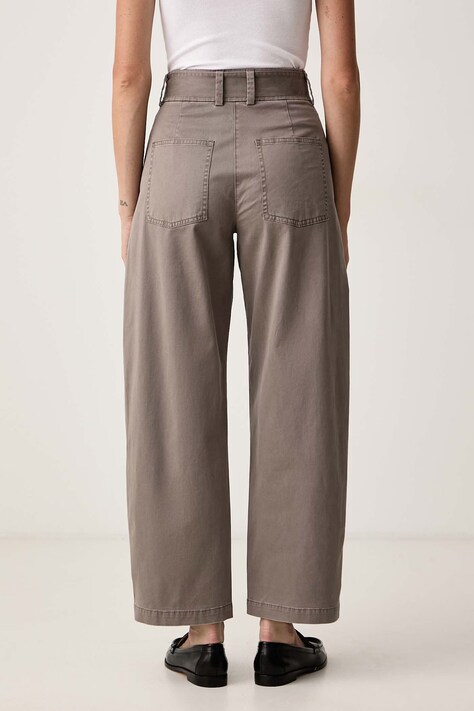 Marc O'Polo Spodnie damskie z bawełną brązowe high waist 5000014530