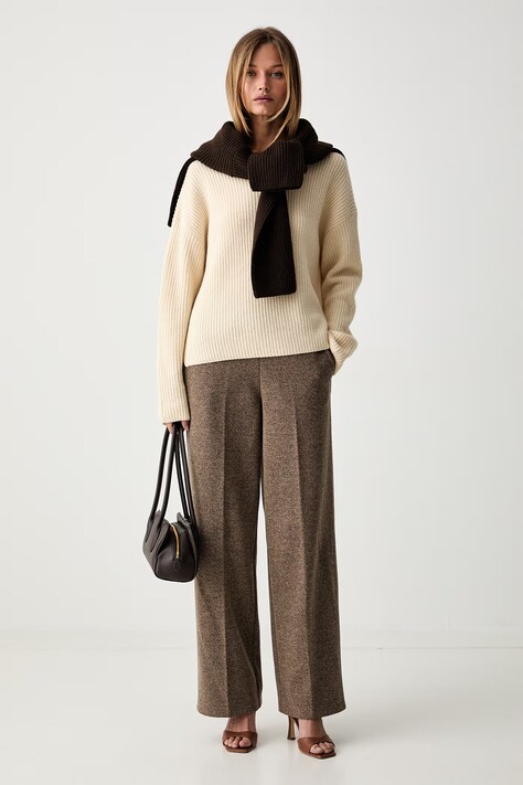 Marc O'Polo штани straight жіночі з бавовною — AW26-SPDZK1, коричневий — фото 2