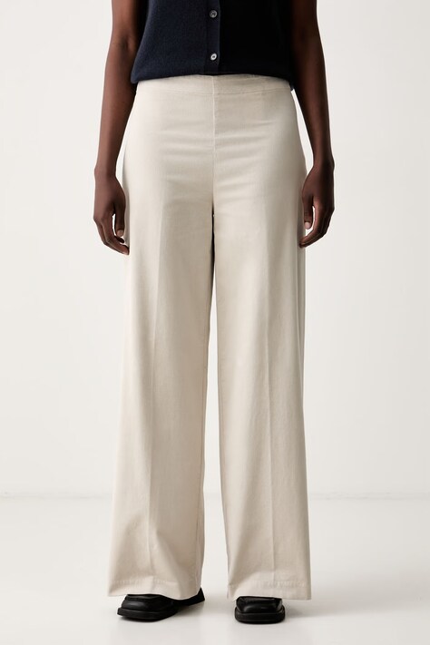Marc O'Polo spodnie damskie bawełniane z elastanem beżowe high waist 5000012584