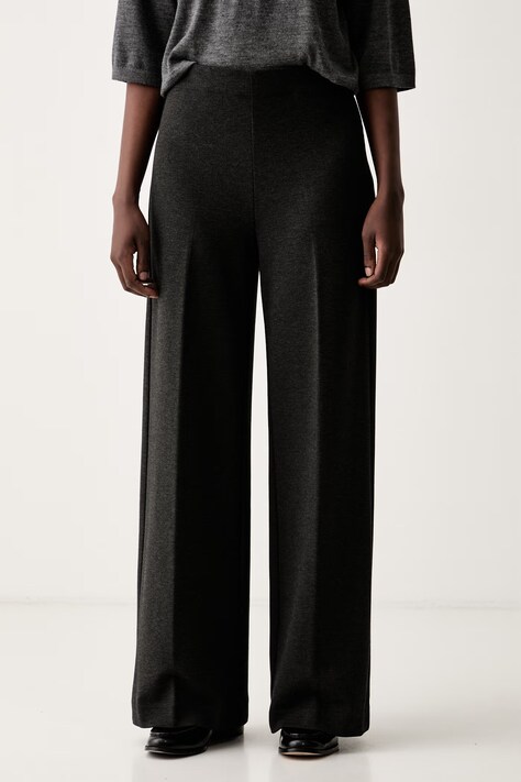 Marc O'Polo spodnie wide leg damskie z wiskozą szare high waist 5000012535