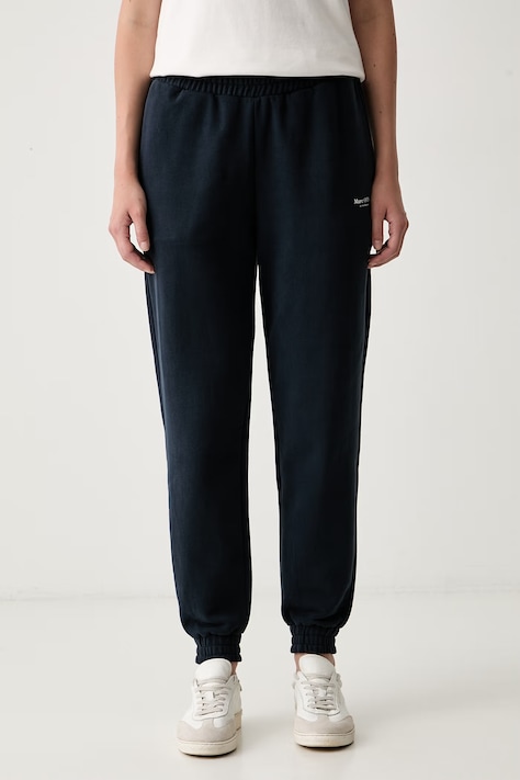Marc O'Polo spodnie dresowe damskie bawełniane granatowe high waist 5000012513