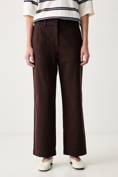 Marc O'Polo spodnie damskie bawełniane z elastanem brązowe high waist 5000012287