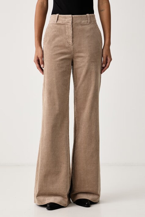 Marc O'Polo Spodnie damskie sztruksowe beżowe high waist 5000012230