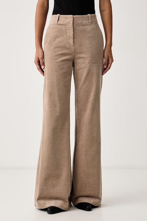 Marc O'Polo Spodnie damskie sztruksowe beżowe high waist 5000012230
