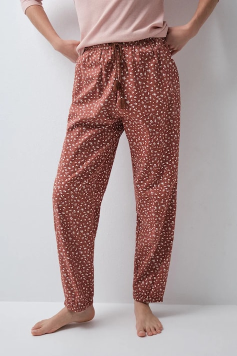 women'secret Nohavice loungewear dámske s bavlnou hnedé 3704543