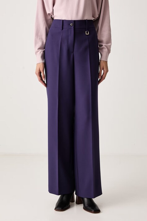 Joop! Spodnie straight damskie fioletowe high waist 30103152
