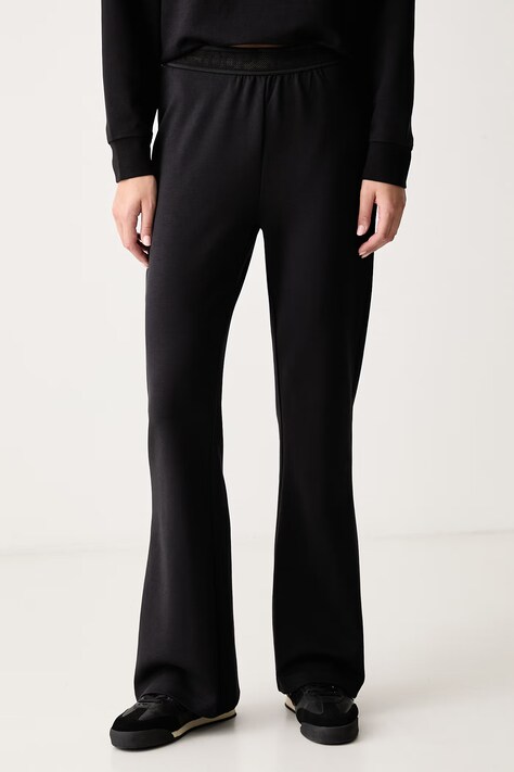 Joop! Spodnie dzwony damskie z bawełną czarne high waist 30104081