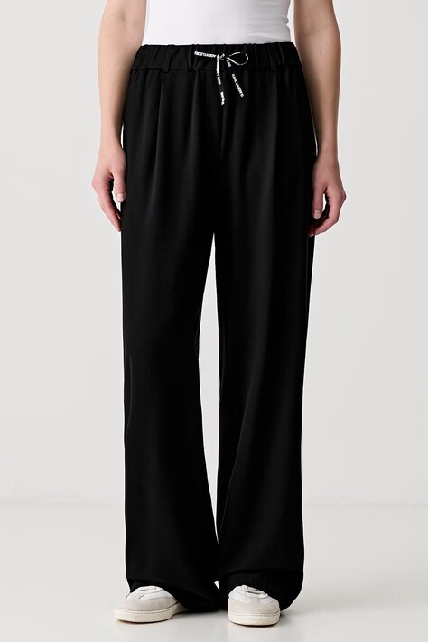 Karl Lagerfeld Jeans spodnie dresowe damskie z wiskozą czarne high waist B3W10024