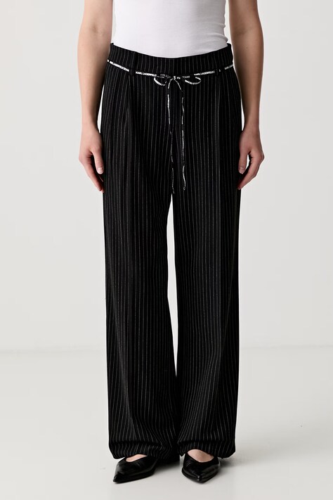 Karl Lagerfeld Jeans spodnie damskie z wiskozą czarne regular waist B3W10019