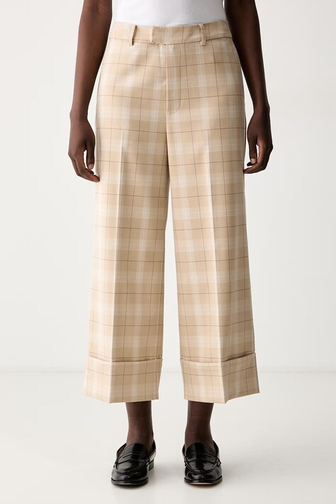 Mos Mosh spodnie culottes damskie Leyla beżowe high waist 179430