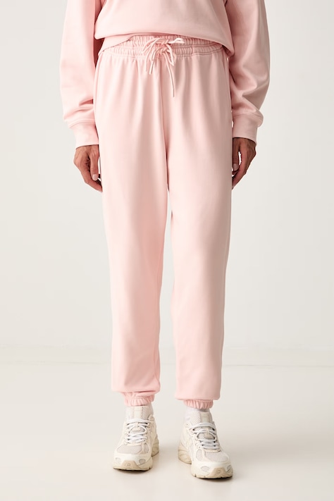 adidas by Stella McCartney spodnie dresowe damskie z bawełną różowe high waist KR6287