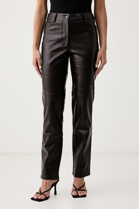 Bardot Spodnie damskie z imitacji skóry NIA brązowe high waist 60591PB2