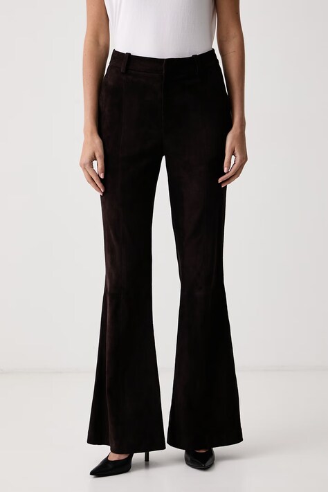 Gestuz Spodnie dzwony damskie zamszowe GZsiela brązowe high waist 10911531