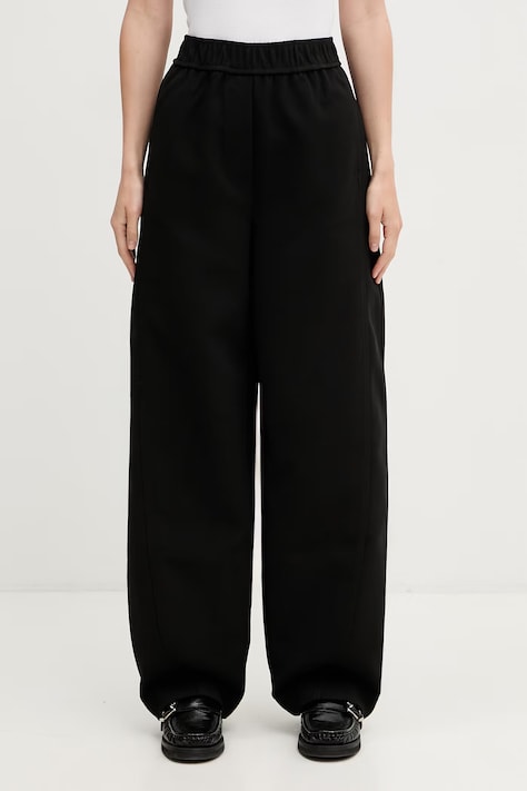 GANNI spodnie damskie czarne high waist A1080054