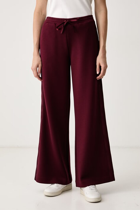 Twinset Teplákové nohavice dámske s viskózou burgundské high waist 262TT2343