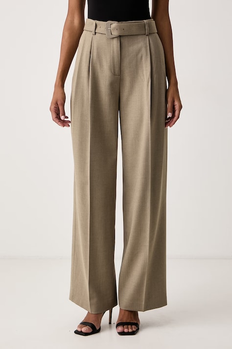 Twinset Nohavice dámske s vlnou béžové high waist 262TT2220