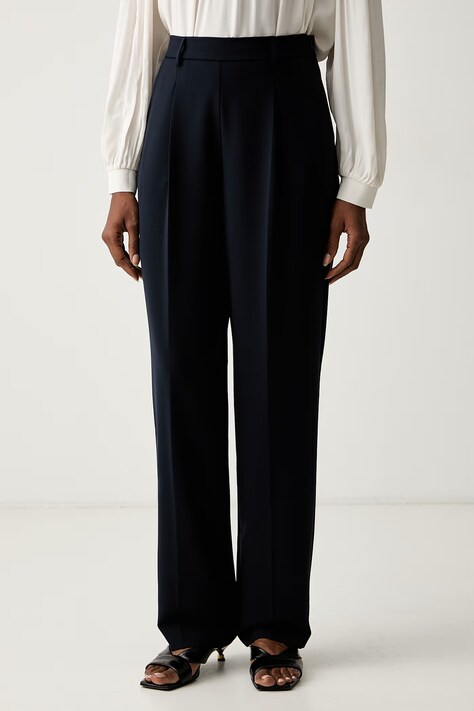 Twinset spodnie damskie z wiskozą granatowe high waist 262TF2014