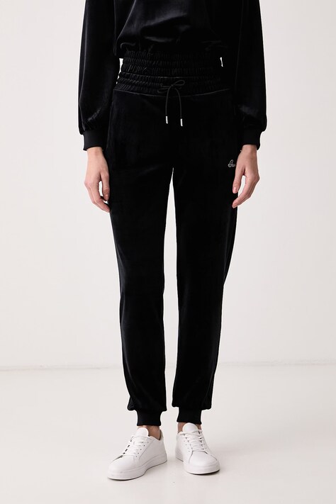 Guess Pantaloni de trening pentru femei din velur AMALIA negri high waist V6BB11 K6304