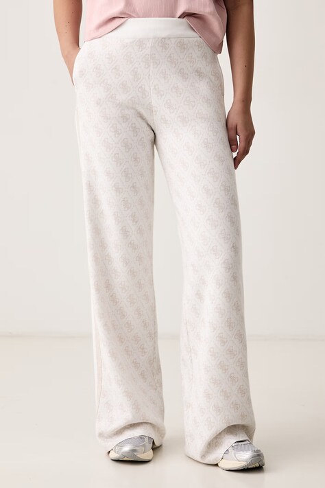 Guess Spodnie dresowe damskie z dodatkiem wełny ANEIRA białe high waist V6BB01 Z1483