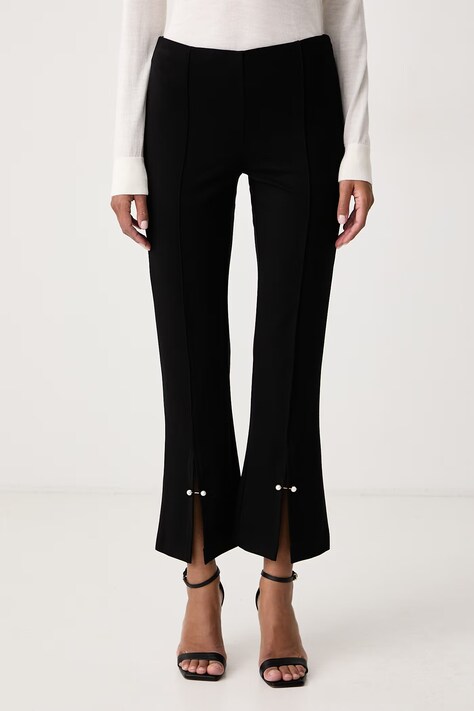 Twinset Nohavice dámske s viskózou čierne high waist 262LI2XCC