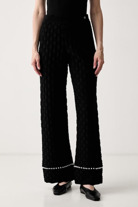 Karl Lagerfeld nohavice dámske s viskózou čierne low waist B3W10082