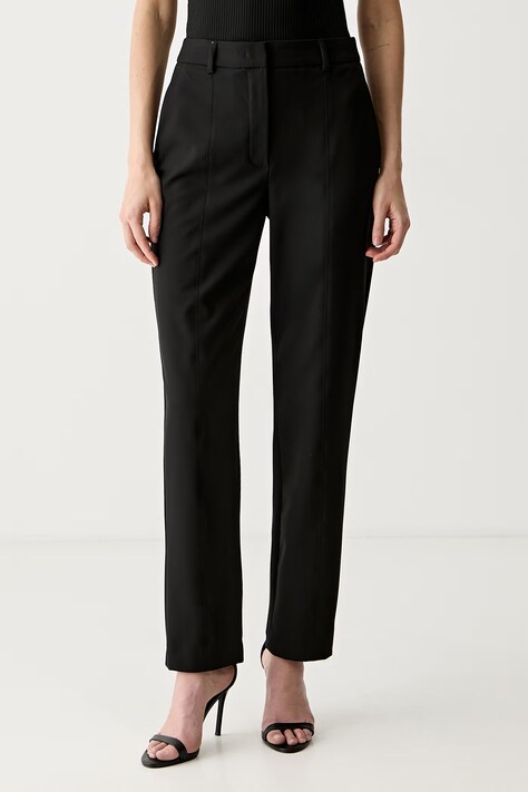 Karl Lagerfeld spodnie garniturowe damskie z wiskozą czarne high waist B3W10085