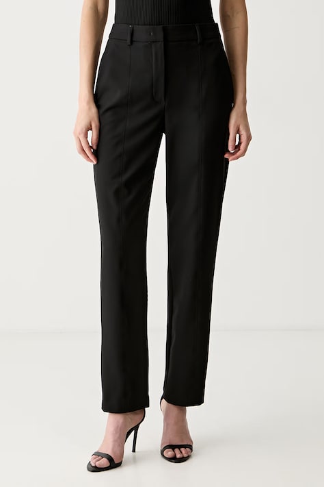 Karl Lagerfeld spodnie garniturowe damskie z wiskozą czarne high waist B3W10085